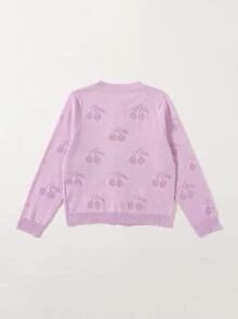 Cô gái mới biết đi Cardigans Nút phía trước Rau quả Giải trí - Màu tím hoa cà - Xem 2