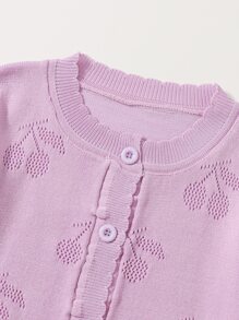 Cô gái mới biết đi Cardigans Nút phía trước Rau quả Giải trí - Màu tím hoa cà - Xem 3