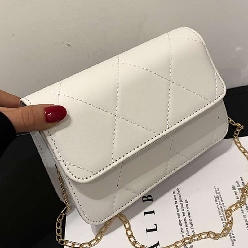 

Mini Quilted Crossbody Bag, White