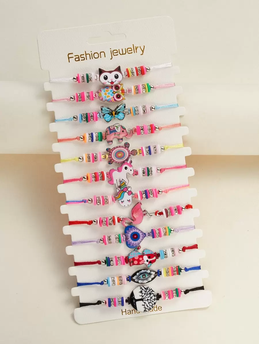 12 件女孩卡通手链 - 彩色 - 查看 1