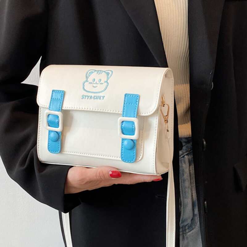 

Cartoon Embroidered Crossbody Bag, White