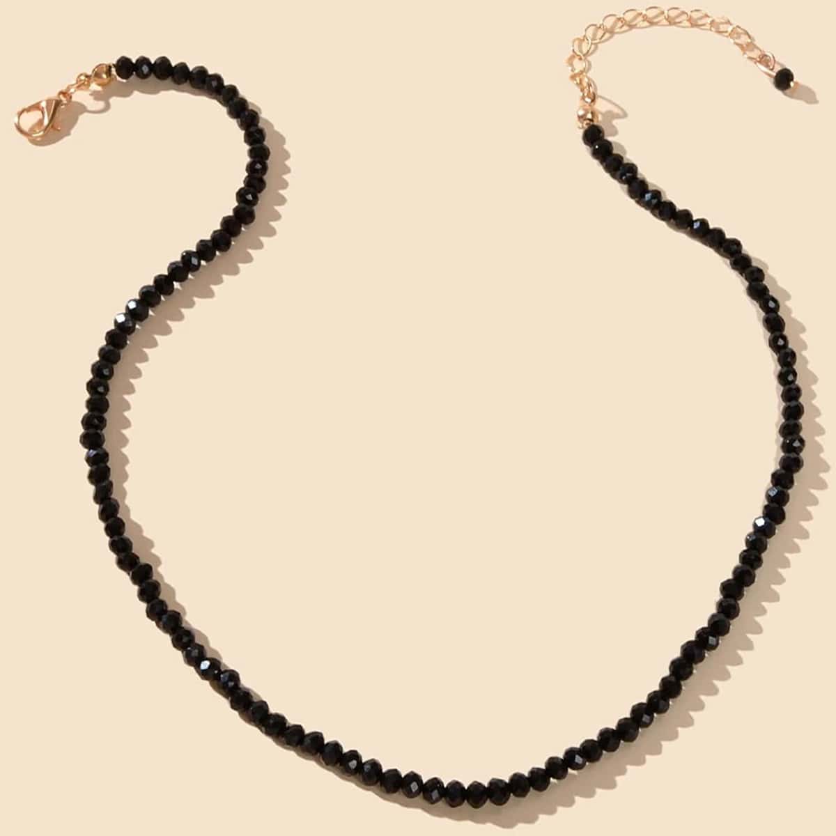 

Crystal Beaded Necklace, Black