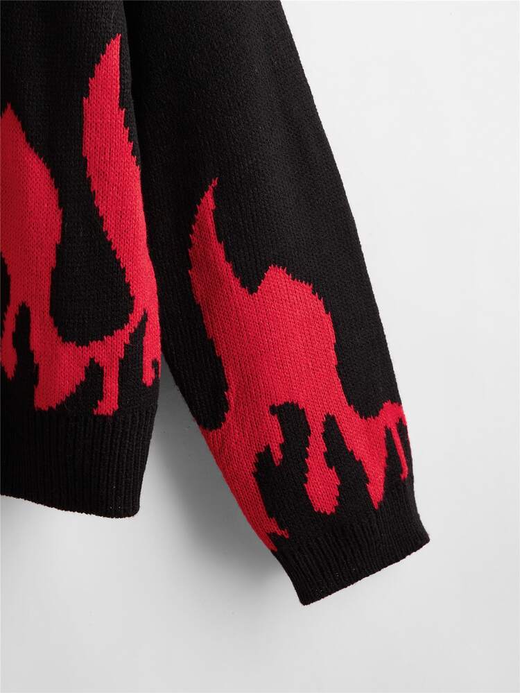 Jersey con patrón de fuego - Negro - Añade 4