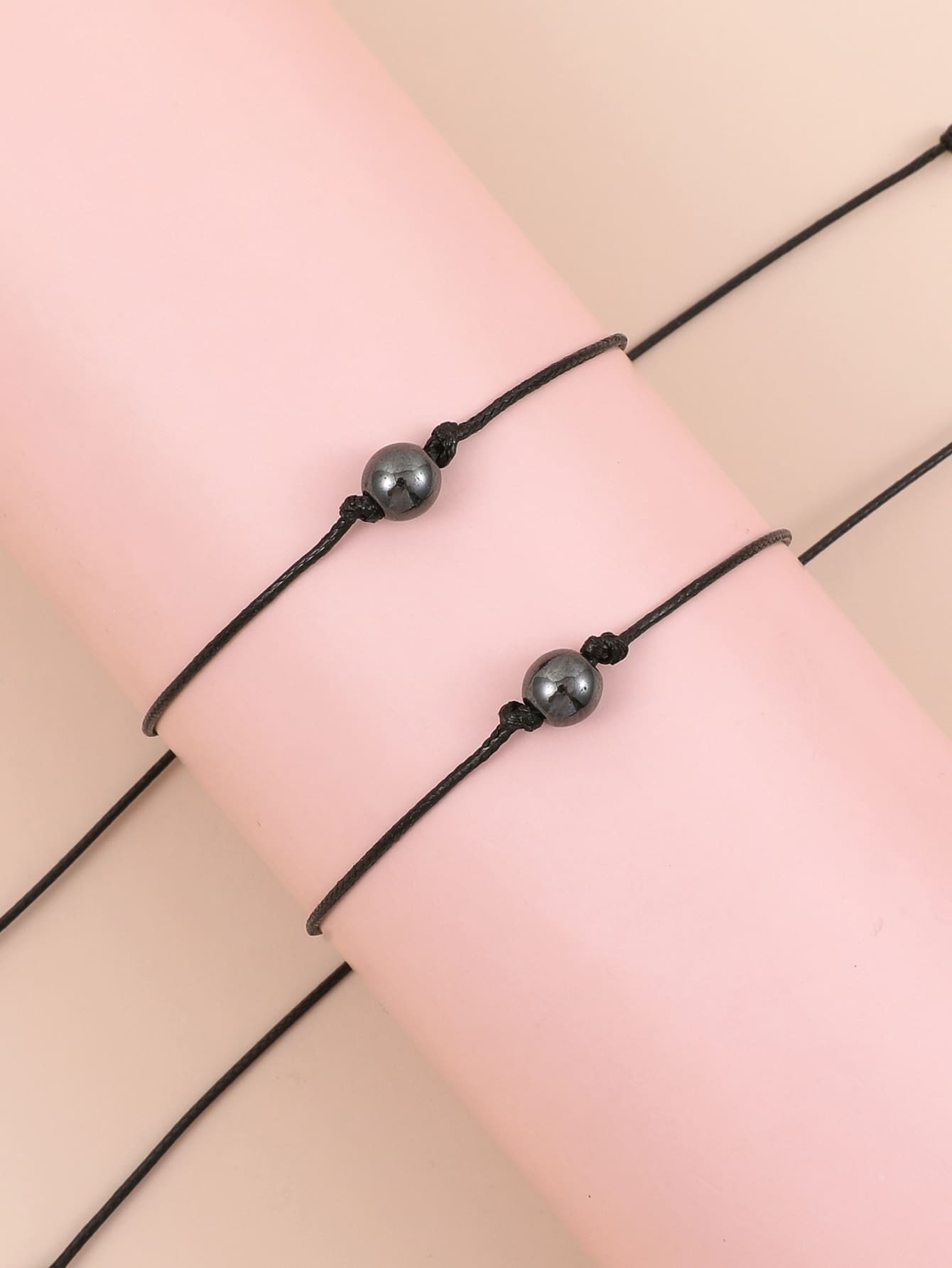 2 Piezas Pulsera Con Decoración De Piedra - Negro - Añade 3