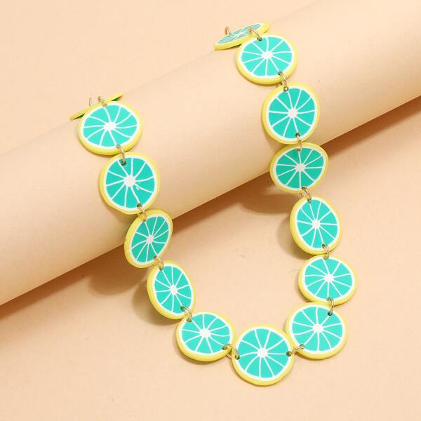 

Lemon Decor Necklace, Blue