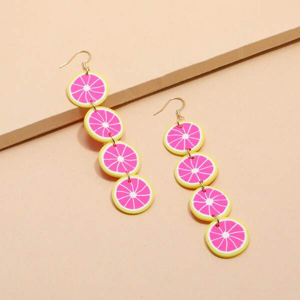 

Fruit Decor Drop Earrings, Hot pink