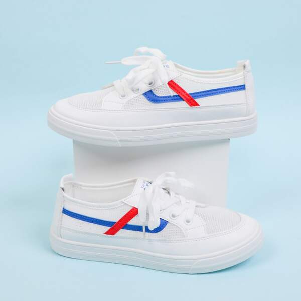 

Colorblock Lace-up Front Sneakers, White