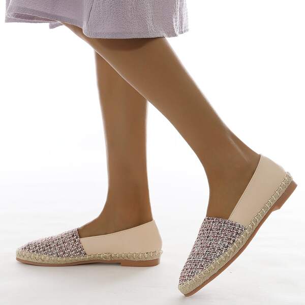 

Tweed Slip On Espadrille Flats, Multicolor