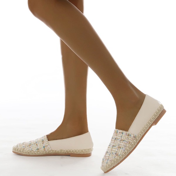 

Tweed Slip On Espadrille Flats, Beige