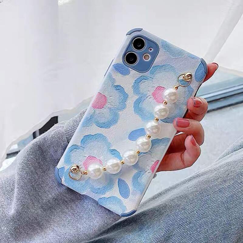 

Faux Pearl Hand Strap Phone Case, Multicolor