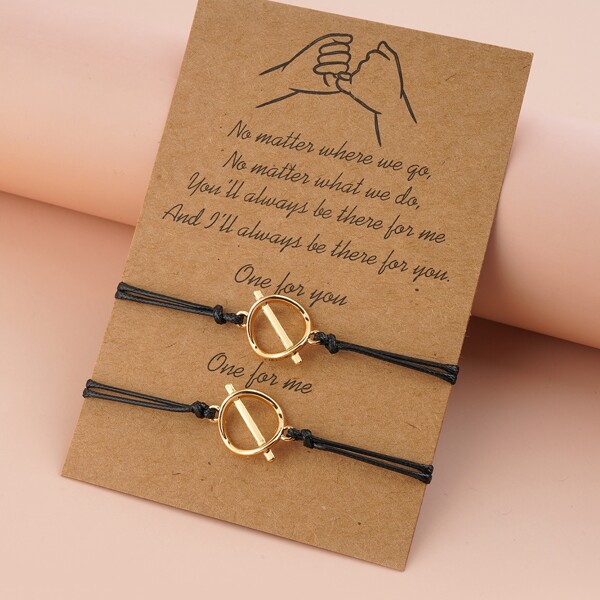 

2pcs Simple Braided Bracelet, Gold