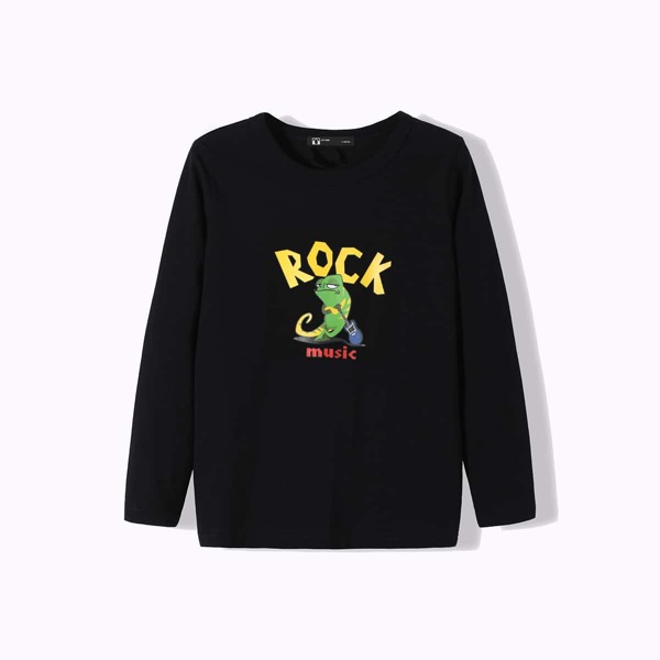 

Boys Cartoon Lizard And Slogan Graphic Tee, Black