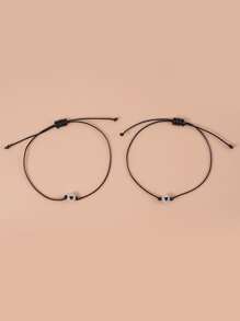 2入組發光發亮心釘珠裝飾手環 - 黑色 - 查看 3