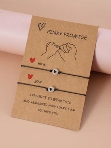 2入組發光發亮心釘珠裝飾手環 - 黑色 - 查看 4