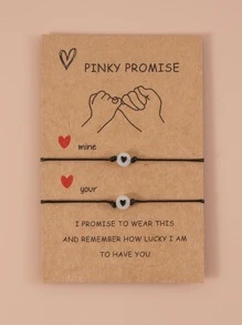 2入組發光發亮心釘珠裝飾手環 - 黑色 - 查看 5