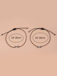 2入組發光發亮心釘珠裝飾手環 - 黑色 - 查看 6