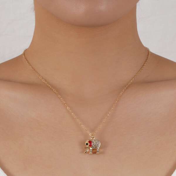 

Elephant Pendant Necklace, Gold