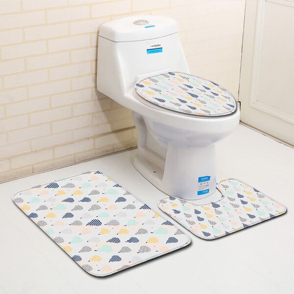 

1pc Striped & Pear Print Bath Mat, Multicolor