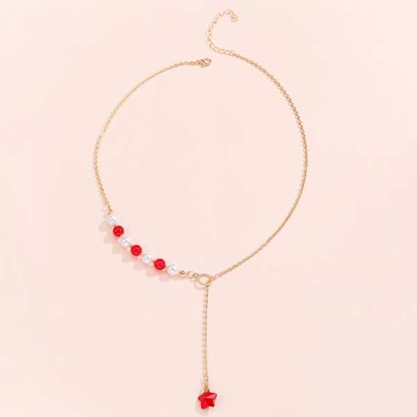 

Faux Pearl Decor Necklace, Gold
