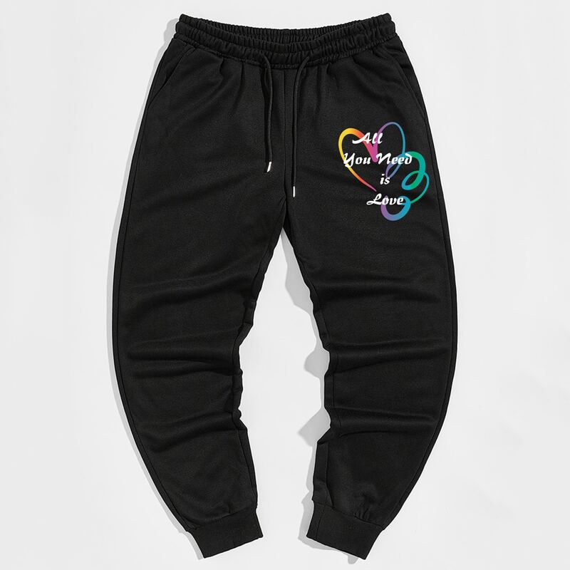 

Guys Letter Graphic Sweatpants, Black