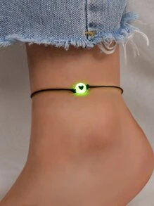 Vòng đeo chân trang trí hạt phát sáng - màu đen - Xem 1