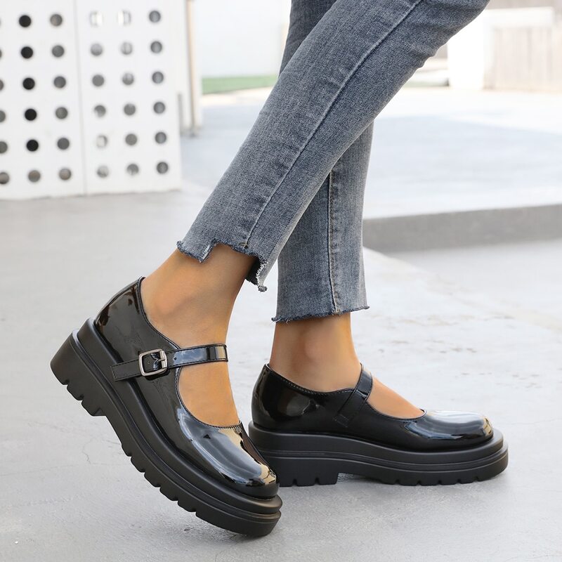 

Ankle Buckle Wedge Sandals, Black