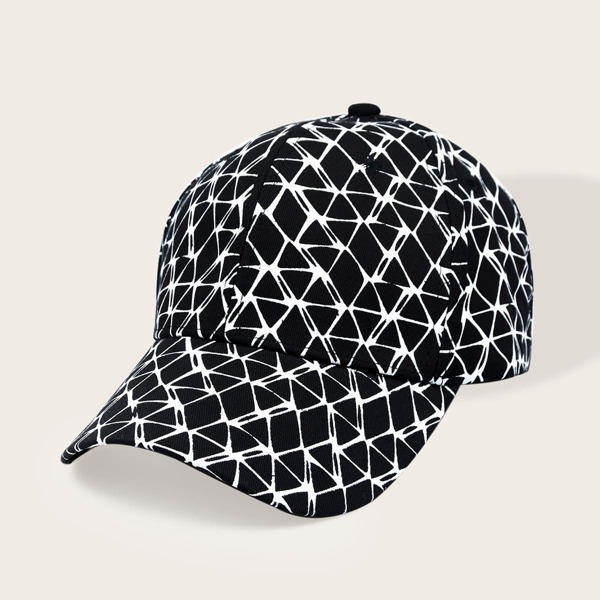 

Geometric Print Baseball Cap, Black