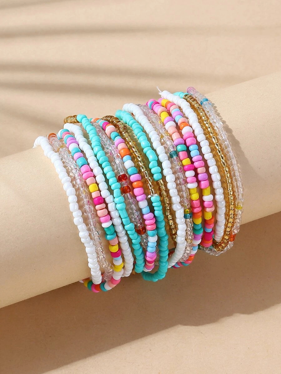 4 piezas Pulsera con cuenta a capas - Multicolor - Ver 1
