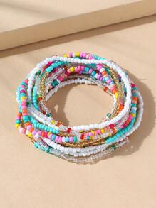 4 piezas Pulsera con cuenta a capas - Multicolor - Ver 2