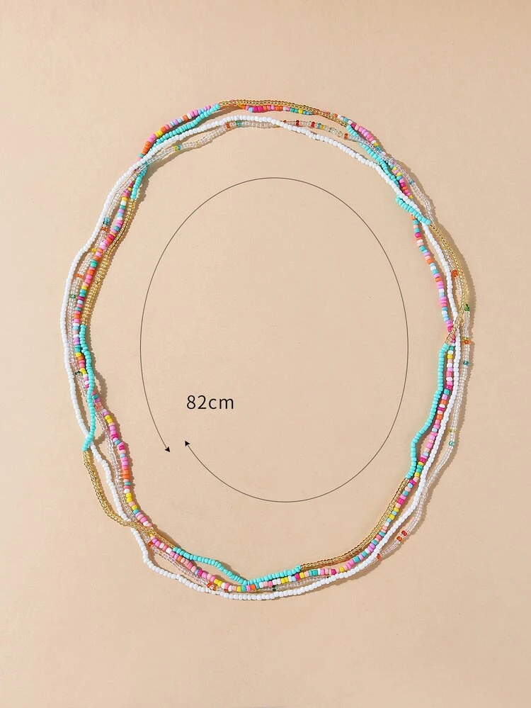4pcs Simple Beaded Necklace