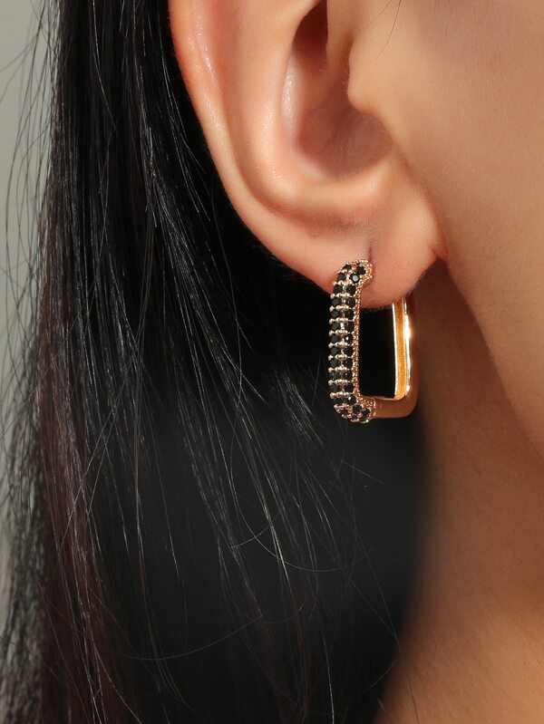 Cubic Zirconia Geo Decor Earrings