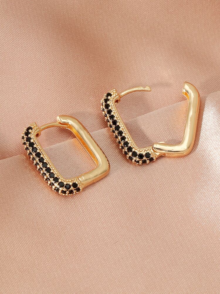 Cubic Zirconia Geo Decor Earrings