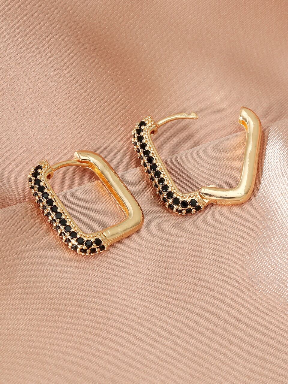 Cubic Zirconia Geo Decor Earrings