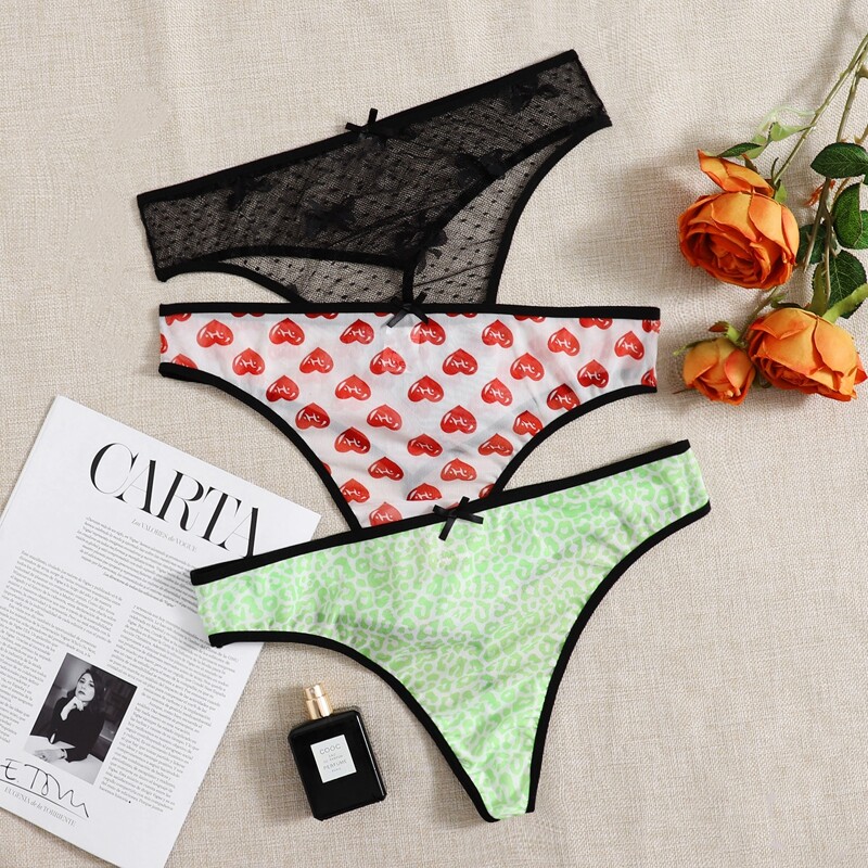 

3pack Plus Heart & Leopard Panty Set, Multicolor