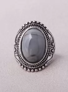 Hợp kim trang trí nhẫn nhựa hình bầu dục dành cho nam giới thời trang và phổ biến để làm quà tặng trang sức và cho vẻ ngoài sành điệu - Xám - Xem 1