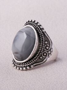 Hợp kim trang trí nhẫn nhựa hình bầu dục dành cho nam giới thời trang và phổ biến để làm quà tặng trang sức và cho vẻ ngoài sành điệu - Xám - Xem 4