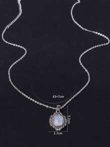 1 件合金镀复古银和树脂吊坠项链，多色树脂吊坠选项 - 查看 4