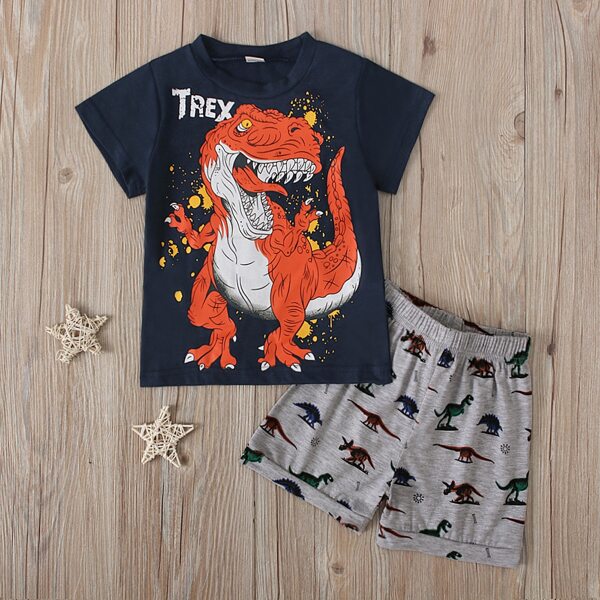 

Toddler Boys Letter And Dinosaur Print Tee & Shorts, Multicolor