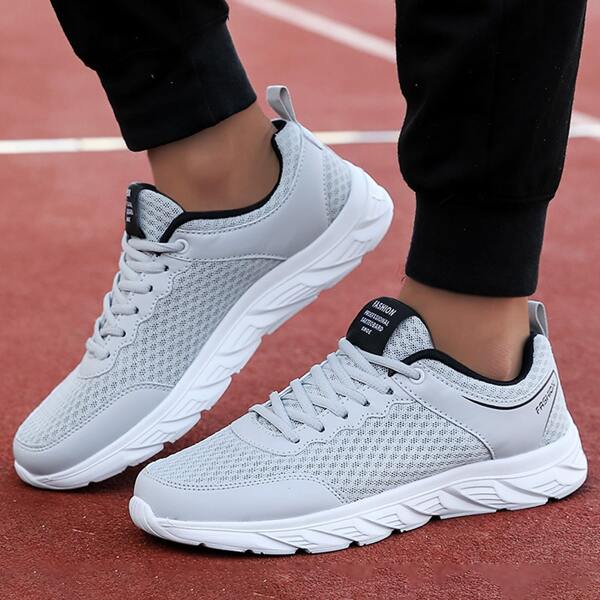 

Men Letter Graphic Lace-up Front Sneakers, Grey