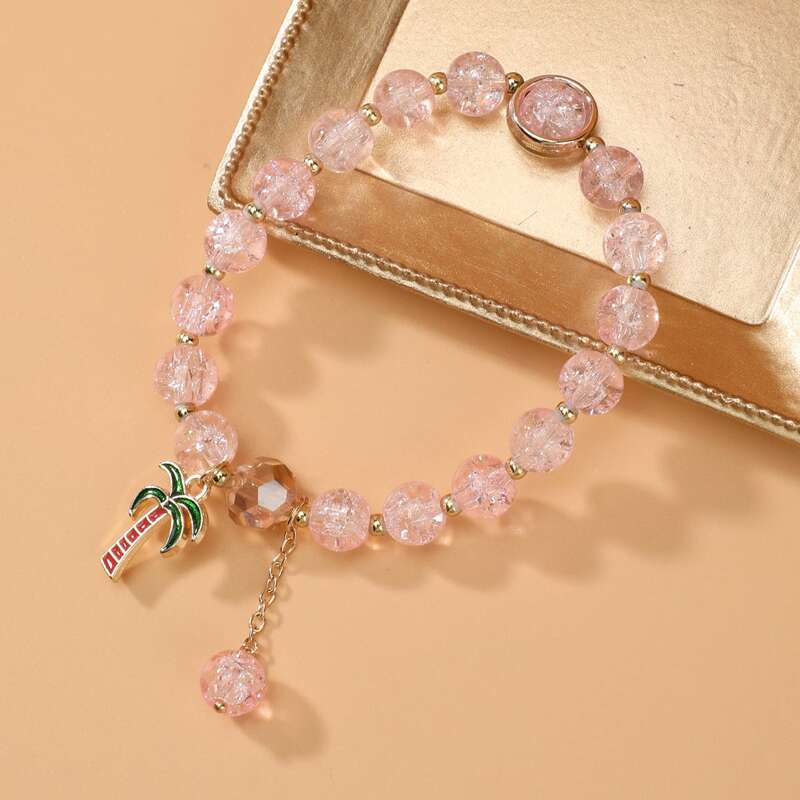 

Coconut Tree Decor Beaded Bracelet, Pink