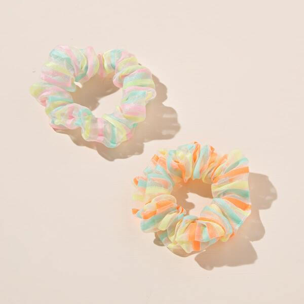 

2pcs Striped Pattern Scrunchie, Multicolor