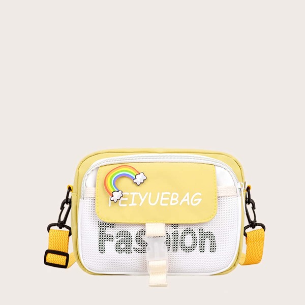 

Letter Graphic Crossbody Bag, Yellow