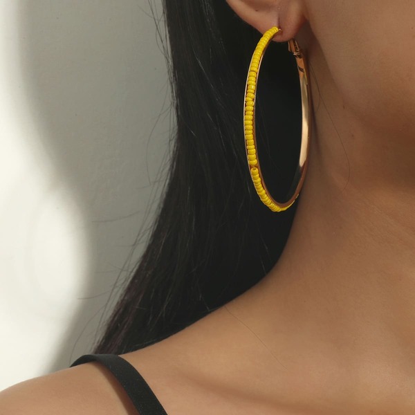 

Bead Decor Hoop Earrings, Yellow