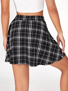 SHEIN PETITE Plaid Print Skirt - Multicolor - View 2