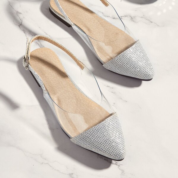 

Toddler Girls Glitter Slingback Flats, Silver