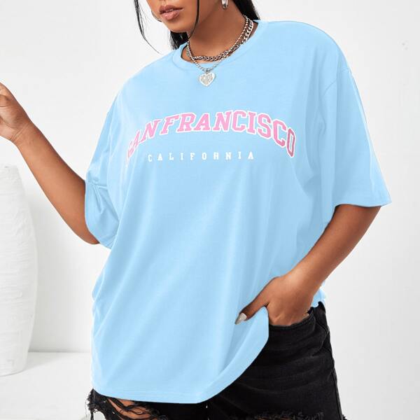 

Plus Letter Graphic Oversized Tee, Blue