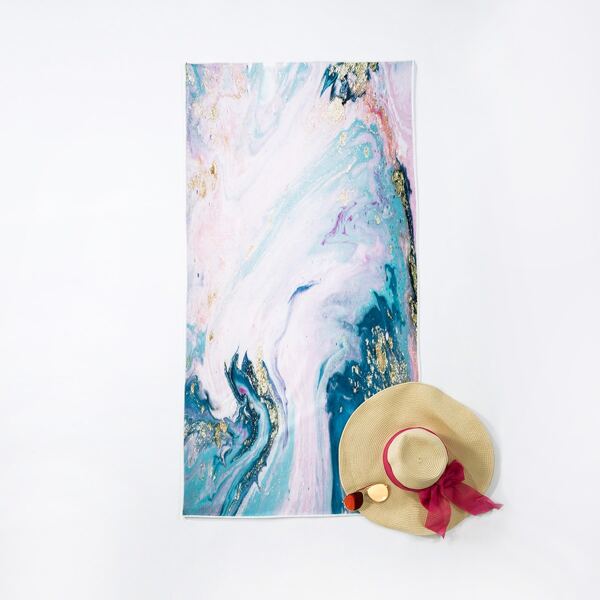 

Marble Print Beach Blanket, Multicolor