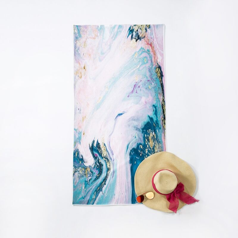 

Marble Print Beach Blanket, Multicolor