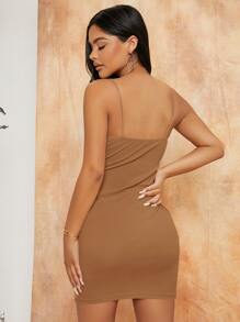 SHEIN SXY Đầm màu trơn Gợi cảm - màu nâu - Xem 2