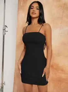 Vestido Regata Curto Liso - Black - View 1